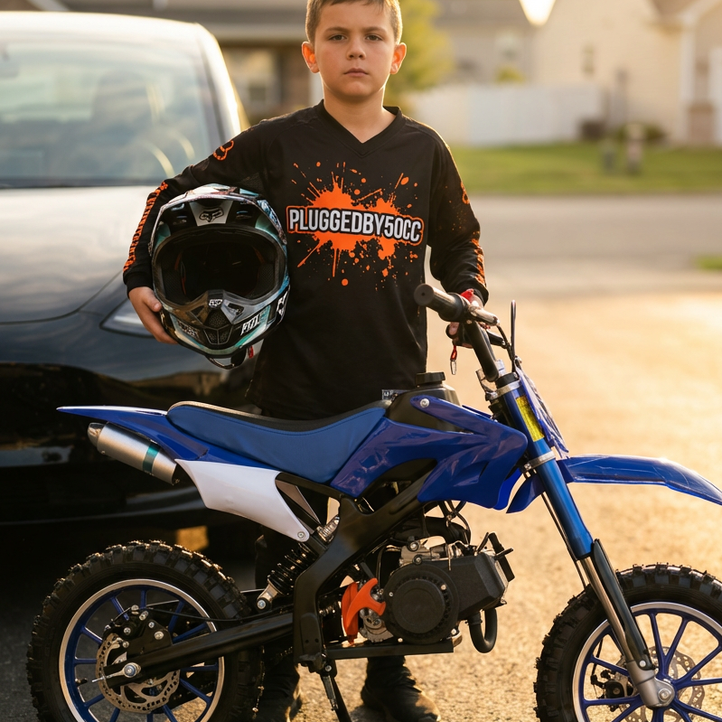 Kid riding dirt bike